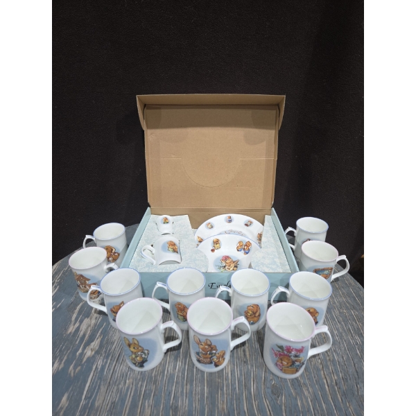 Pendelfin Bone China Set New in box + 12 Pendelfin Bone China Mugs in Original Boxes