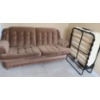 Image 1 : Brown Fold Out Velour Sofa Bed 70 w, 38 h, 39 d, also Includes a Folding Cot