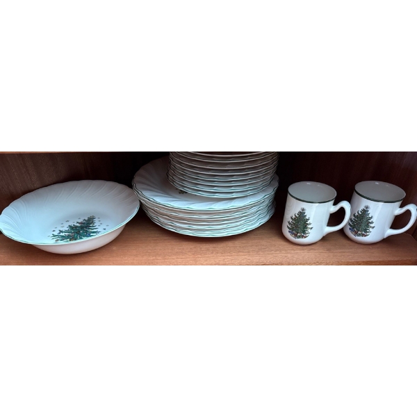 'Happy Holidays' Nikko Plate Set, Cuthbertson Cups 