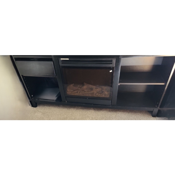 Masterflame Electric Fireplace w/ Flanked Built in Storage Shelves 65.5 W, 15.5 D, 28.5 T 