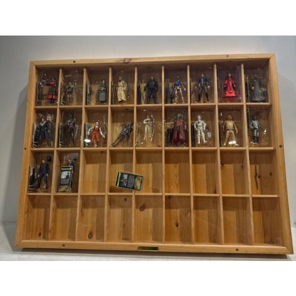 Collection of Star Wars Action Figures in a Wood Frame