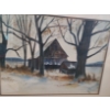 Image 2 : Watercolor of Farm House by Carl Beam Framed Under Glass 24 1/2 w 21 h 