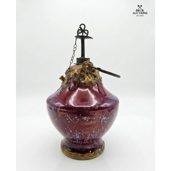 19th-Century Chinese Vase With A Vibrant Oxblood Red And flambé Purple Glaze 9''INCHES IN HEIGHT.