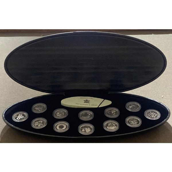2000 Canadian Millennium 25 Cent 12 Coin Proof Set 92.5% Silver 70.8 Grams