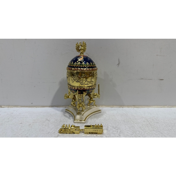 Faberge Egg and Train Trinket Box made in Russia 5H