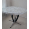Image 1 : MCM Laminate Top Circular Dining Table w/ Black and Chrome Base 37" Diameter, 29.5 T