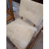 Image 3 : Beige Upholstered Chair 24 w 24 1/2 d 29 h. Two Dining Chairs 17 1/2 16 d 37 h & 17 1/2 w 17 d 36 h