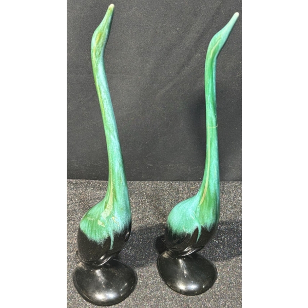 Blue Mountain Pottery Pair of Crane Statues