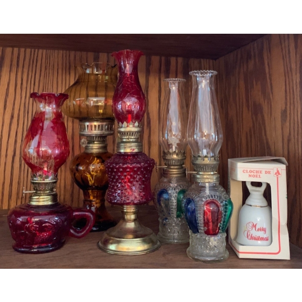 Colored Glass Oil Lamp Collection 7T