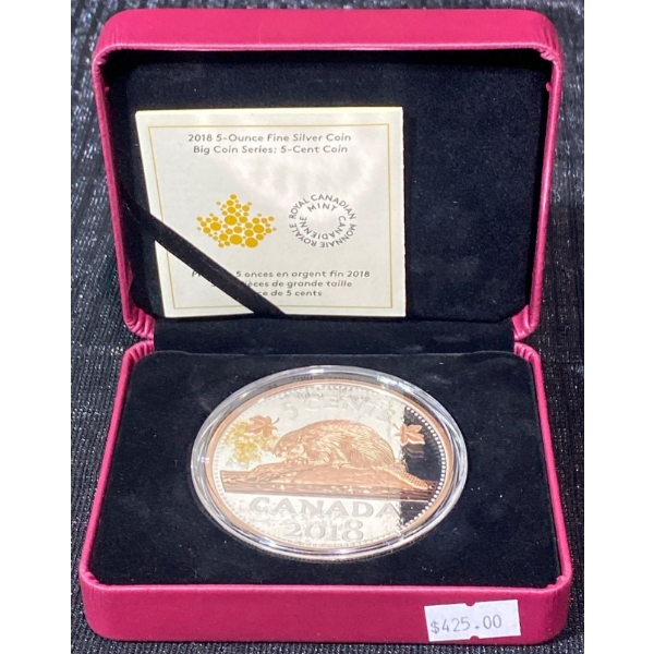 2018 "Big Coin Series" 5-Ounce Fine Silver Rose Gold Plated Coin