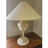 Image 2 : Retro Oak 4 Drawer Dresser 31x15x33 w/ Neutral Art Deco Table Lamp 