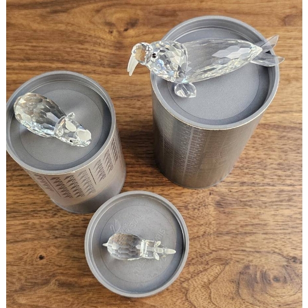 Swarovski Crystal Animals: Polar Bear, Seal, and Hippo
