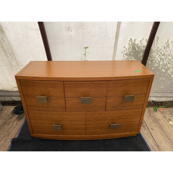 Six-Drawer Wooden Dresser with Metal Handles