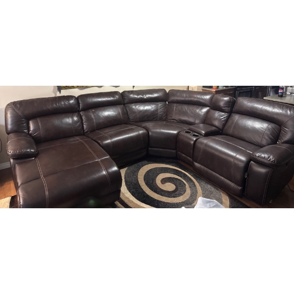 Gorgeous Genuine Leather Modular L Shaped Sofa w/ Power Recliner  109x47x36