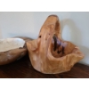 Image 4 : Burl Wood Basket, Burl Wood Bowl w Shell Lining.  Basket 9 dia, 9 h, 8 d.  