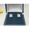 Image 1 : 2ct TW GRA Certified Princess Cut Moissanite VVS D Colour set in Sterling Silver Basket Earrings