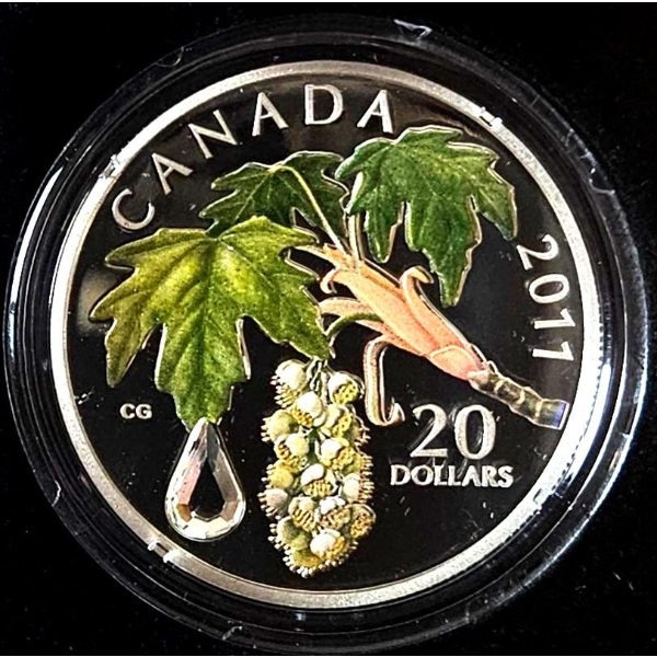 2011 $20 Maple Leaf Crystal Raindrop - 99.9% Fine Silver Coin 