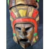 Image 3 : Hand-Carved Wooden Wall Mask With Colorful Accents, 11 x 25 Inches