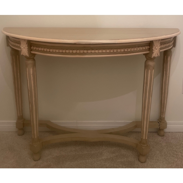 Camille Demilune Half Moon Console Table - Coral & Taupe 46x17x33