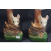 Image 2 : Two Vintage Deer Lamps w/ White Shades 5 W, 3 D, 14 T to Top of Shade 	