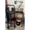 Image 1 : Stainless Steel Shop Sink w/Lamp & Moving Dolly