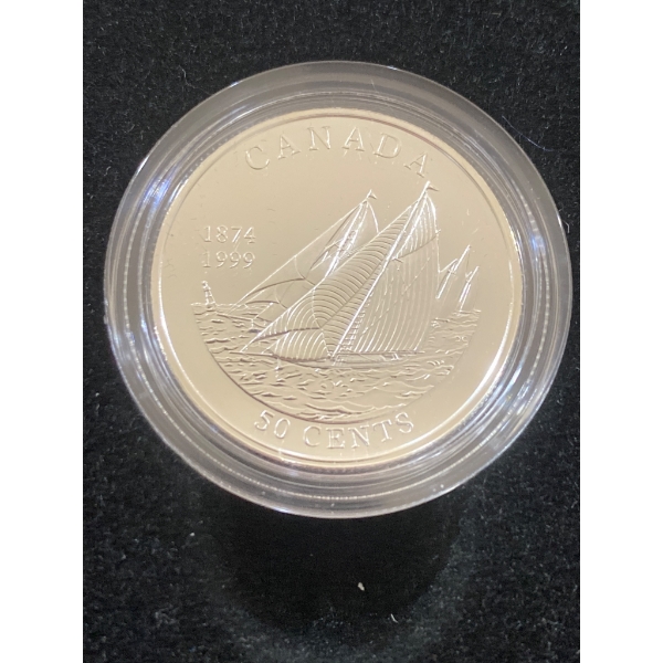 1999 Sterling Silver Canada 50-Cent Piece, Commemorating 1874 Boat Race