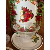 Image 4 : Christmas serving trays, glass decanter, bowl and vintage iridescent ceramic lady head. 
