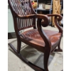 Image 3 : Solid Mahogany Rocking Chair with Spindle Backrest
