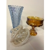 Image 1 : vintage Indiana glass diamond point vase, carnival glass, wedding bowl, kings crown, thumbprint