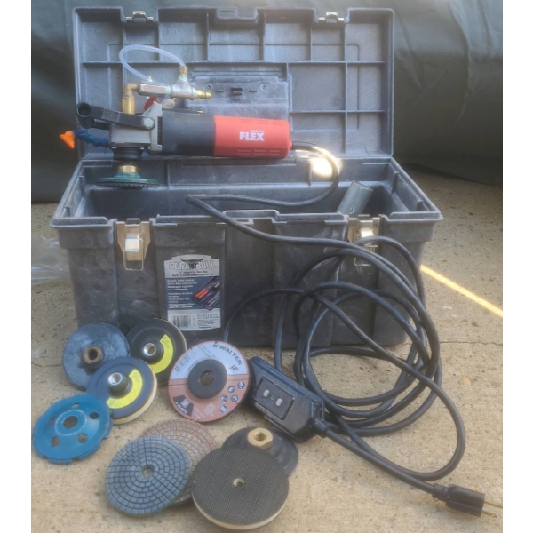 FLEX LW1509 Wet Stone Polisher Kit, Discs and DuraBull Toolbox