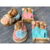 Pendelfin Sleeping Rabbits (Largest is 4" Long): 'Twins', 'Twins', 'Forty Winks', and 'Poppet'
