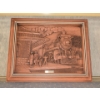 Image 1 : 'At The Station" Vintage Faux Wood Carving By Canadian Artist KIM MURRAY 19" Length 