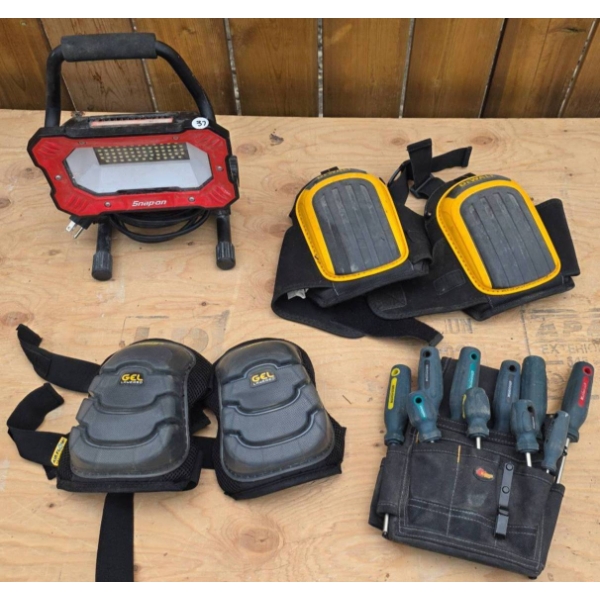 Snap-On LED Work Light, Knee Pads, and Mastercraft Tool Kit Bundle