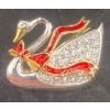 Image 2 : Swarovski Crystal Silver and Red Swan Broch