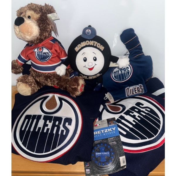 Hockey Fan Must Haves - 2 Oilers Jerseys Size M/L Collectible Plush & More
