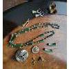 Antique Fashion Jewellery Collection - Green Stone 3 Piece Set w/ Broach & More