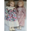 Pair of Porcelain Dolls in Floral Dresses 15 T 