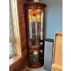 Image 1 : Oak corner karaoke cabinet with four glass shelves and mirrored back in amazing condition with round