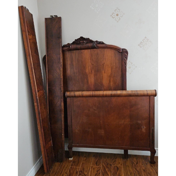 Wooden Bed Frame Set with Headboard, Footboard, Rails, Mattresses and Plywood Base