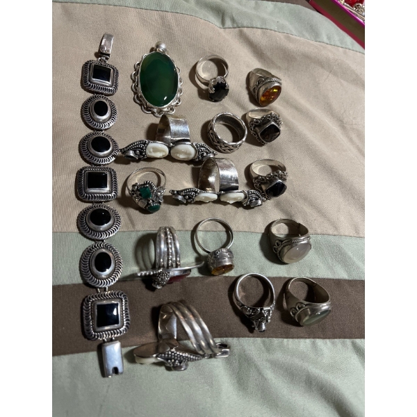 Collection of 925 March Silver Rings And Bracelet