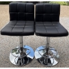 Image 1 : 2 Vegan Leather & Chrome Hydraulic Bar Stools