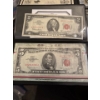 Image 2 : Collection Of 9 US Bank Notes  3  X 2$ Bank notes with cancellation stamps on them & 1$ 1981/1976
19