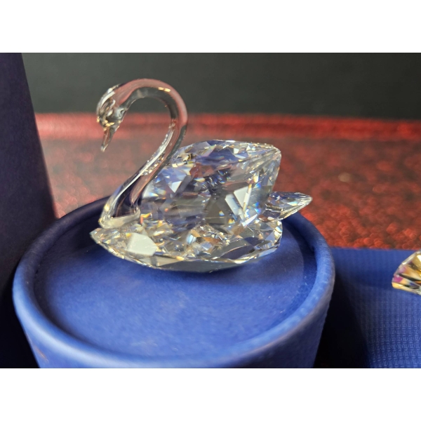 Swarovski Crystal Swan Figurines and Paperweight with Original Boxes