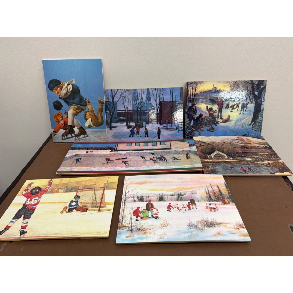 Seven Ice Hockey and Winter Scene Wall Art Panels