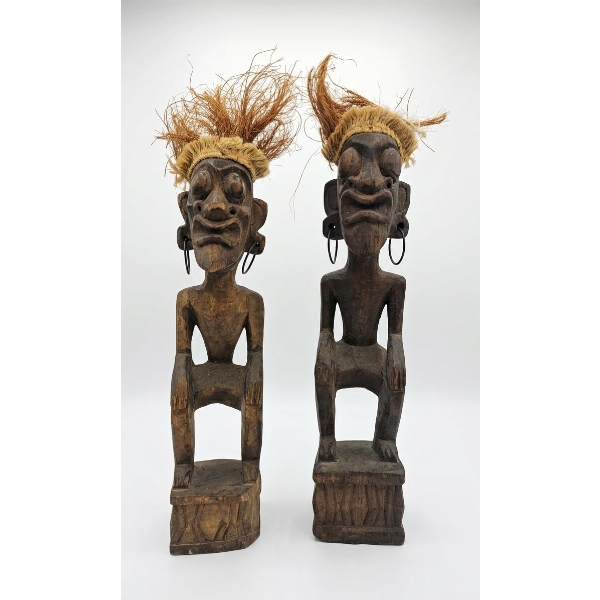 Adu Zatua Ancestor Figures From Nias Island, Indonesia 19''&18''INCHES HEIGHT 