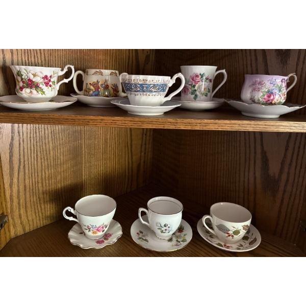 Tea Time Essentials - Assorted Fine China Tea Cups w/ Saucers