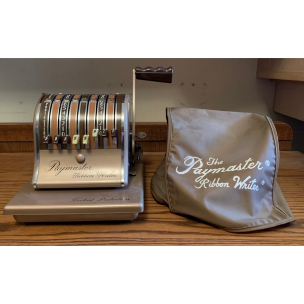 Vintage Metal 'The Paymaster' Ribbon Writer, Locked Protection Register w/ Case 