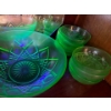 Image 4 : green uranium glass, large bowl and seven small bowls