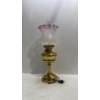 Image 1 : Hurricane Lamp with Pink Tinted Glass 22.5H
