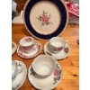 Image 2 : 6 fine bone china teacups and saucers, vintage Godinger Silverplated and Crystal Swan Salt Cellar wi